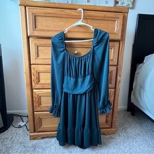 Elegant Long Sleeve Teal Dress